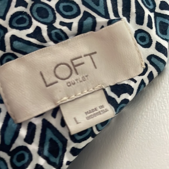 Loft blue & white shirt dress with drawstring waistband size large - Picture 7 of 8